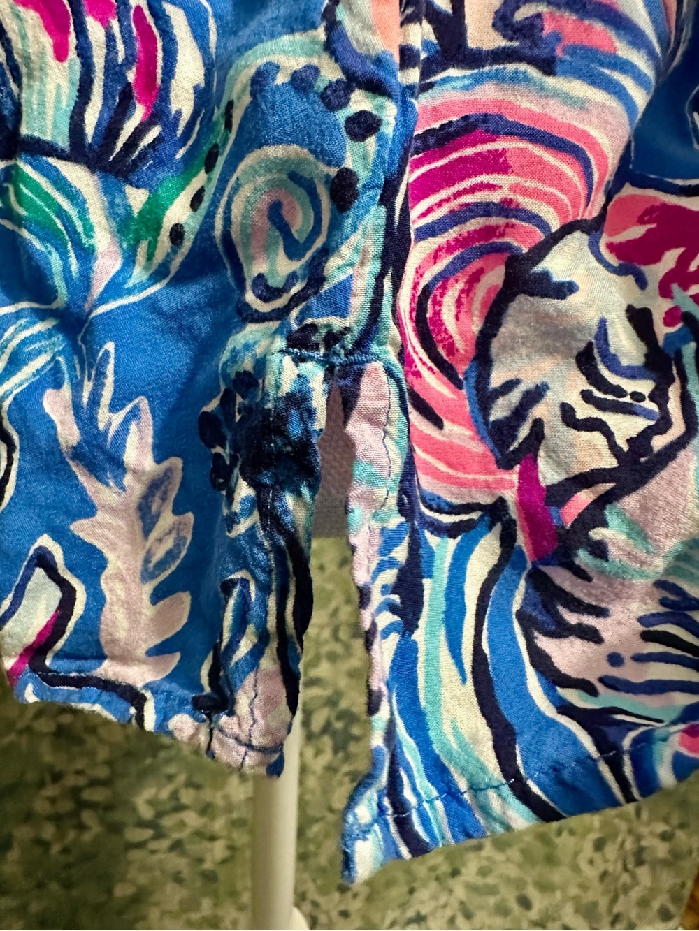 Lilly Pulitzer Blue Pink Ocean Print Tassel Blouse Size S - Picture 4 of 7